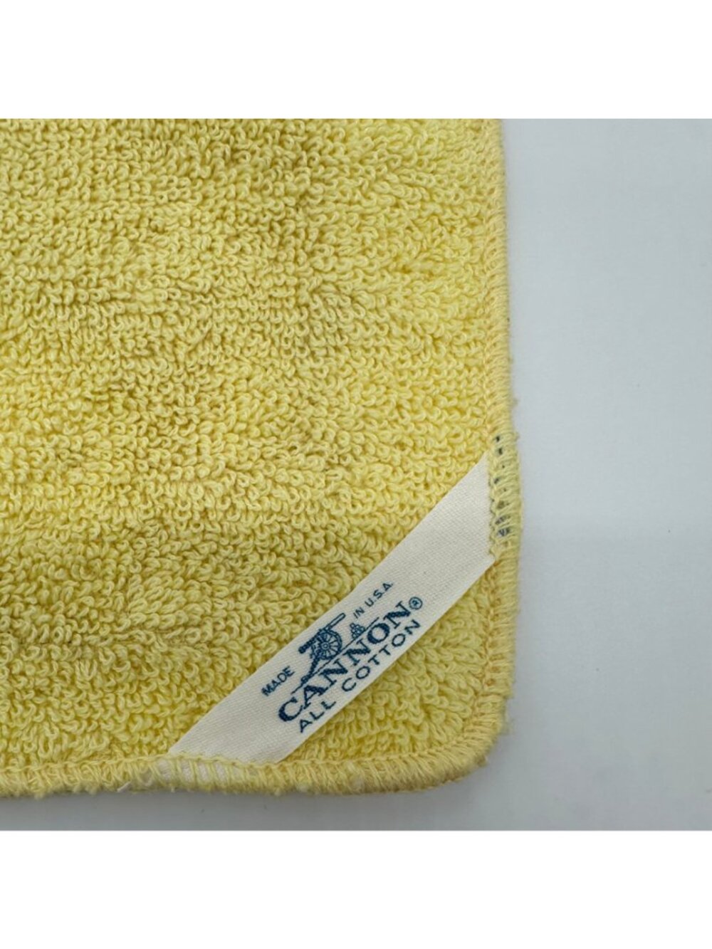 Vintage Yellow Rose Hand Towel Washcloth Set Cannon USA Cotton 70s Fringe Floral - Picture 5 of 10